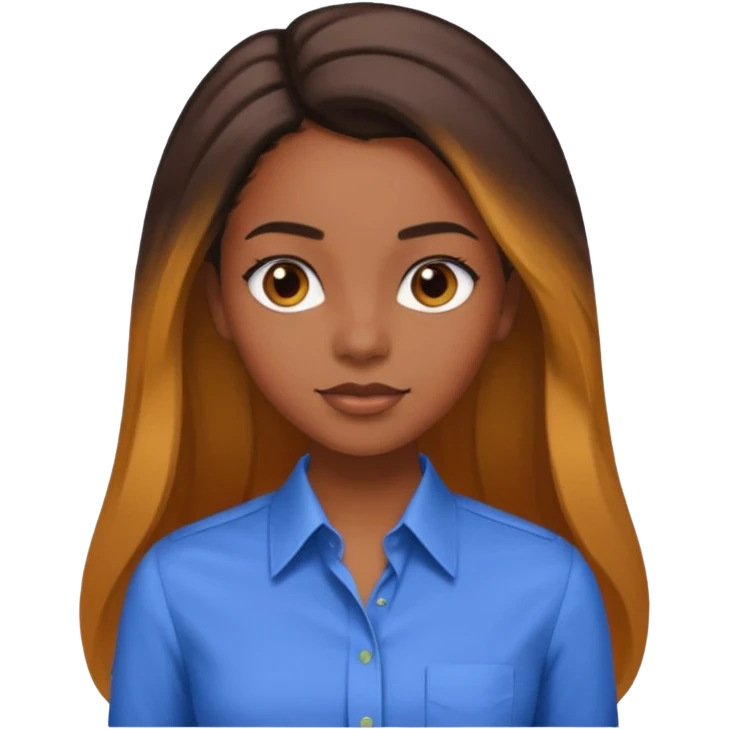black girl working in colored formal shirt and long sleek hair emoji