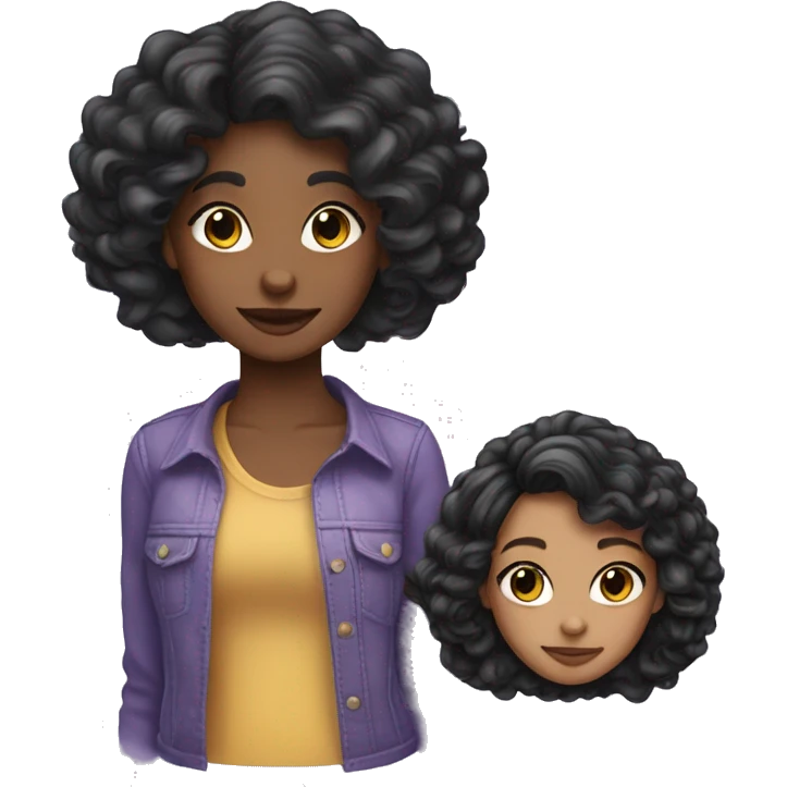 Une violette ( fleur) hair,  black ( lightskin ) girl  emoji
