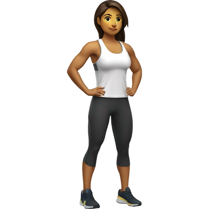 UNA MUJER AMARILLA PERSONAL TRAINER VESTIDA DE DEPORTE QUE TENGA MUSCULO PERO NO TANTOS emoji