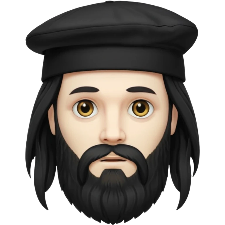 long haired bearded gothic man with hat emoji