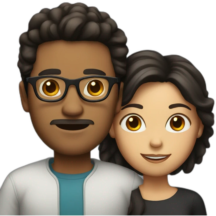Brown Guy with black hair and brown hair with glasses Woman emoji