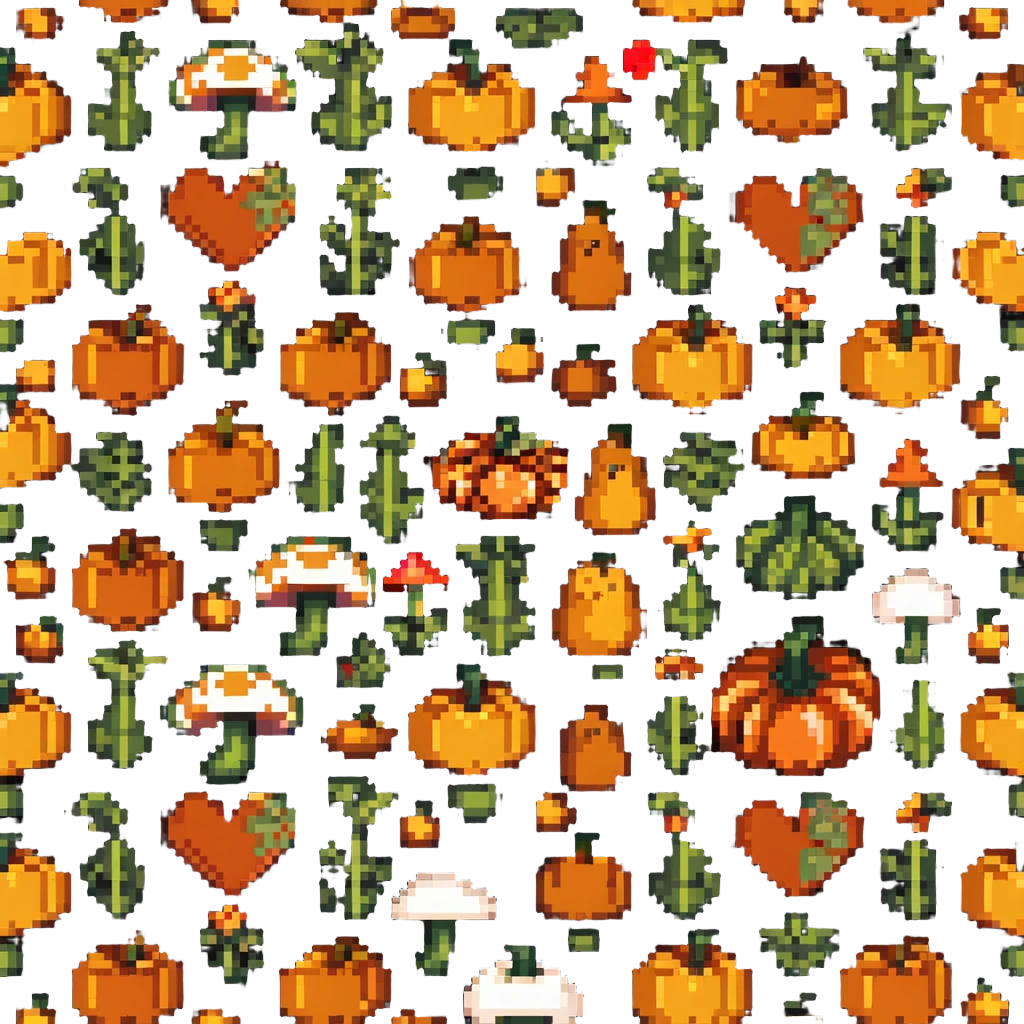 heart with mushroom and pumpkin patterns emoji