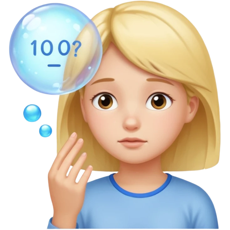 determined shy girl who is dreaming of 100% on her exam (in a dream bubble) emoji