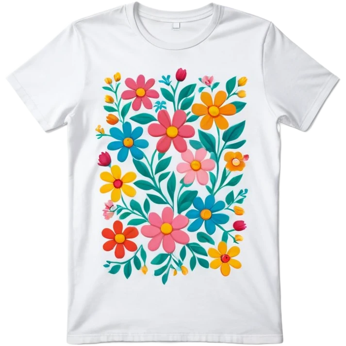 floral pattern graphic tee shirt emoji