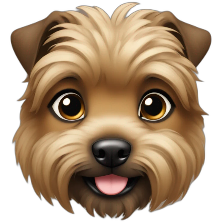 bouvier fawn brown and black puppy face very long hair smiling dark short ears emoji