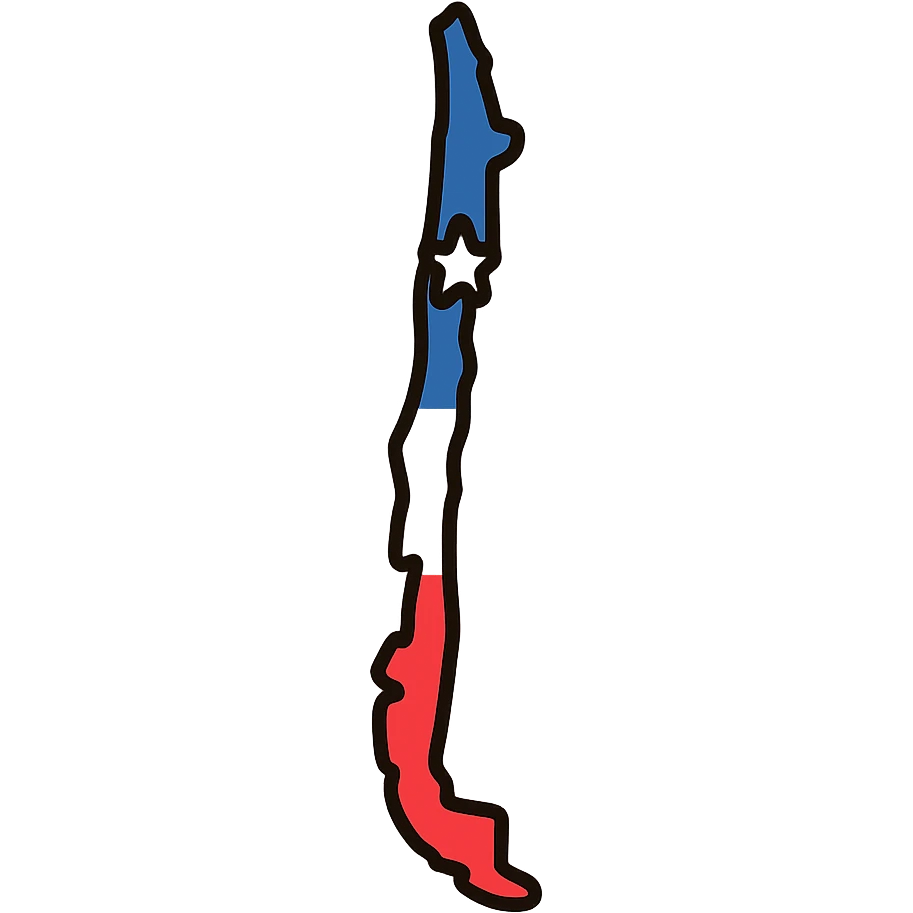color outline icon of Chile country map with flag colors emoji