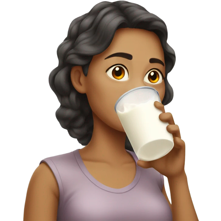 Woman drinking milk very messy emoji