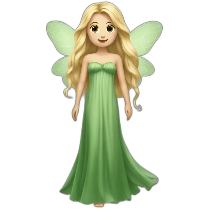 Complete Fairy with long blond hair and green long dress emoji