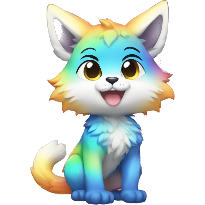 shiny, colorful, gradient, Kemono-style, Chibi, Anthro-Fur-Sona-Fakémon, Full Body emoji