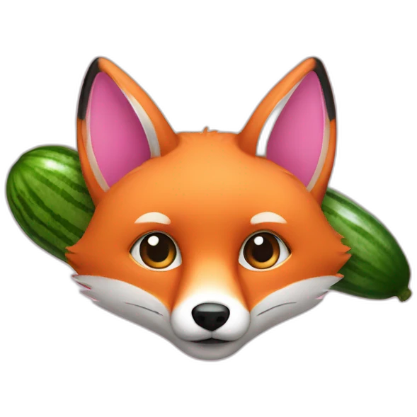 fox and pink cucumber emoji