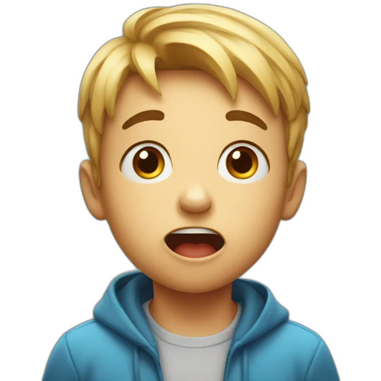 Shocked little boy, with a gift emoji