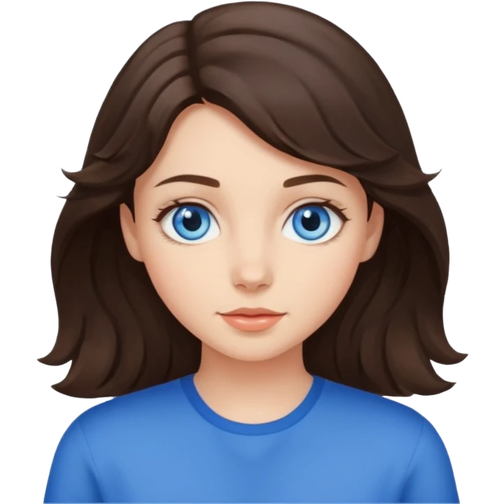 brunette girl with blue eyes, slightly wavy hair emoji