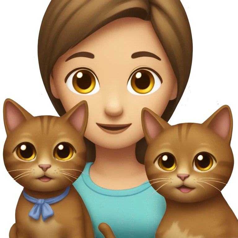 brown cat with brown haired girl emoji
