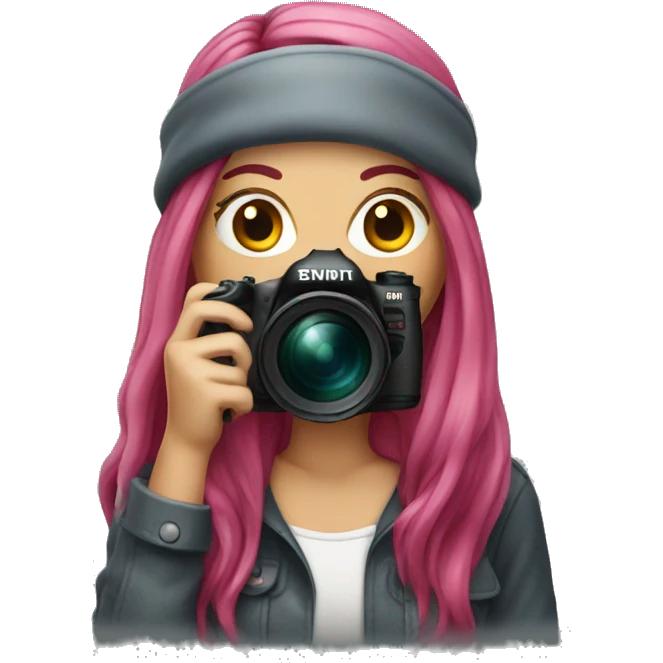 Female photographer with long dark pink hair emoji