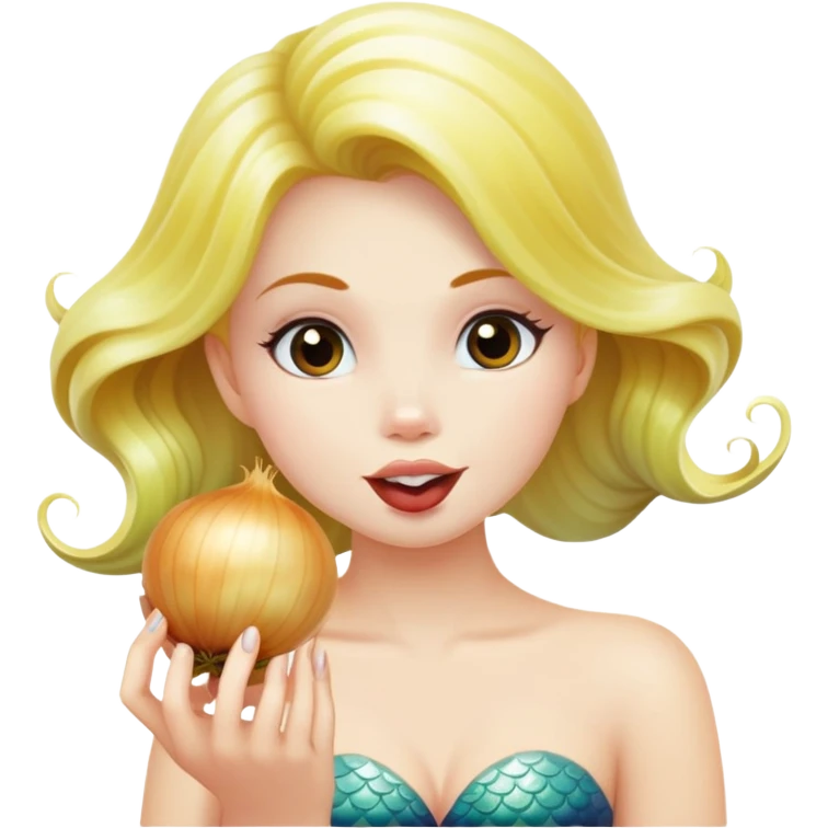 Mermaid eating an onion emoji