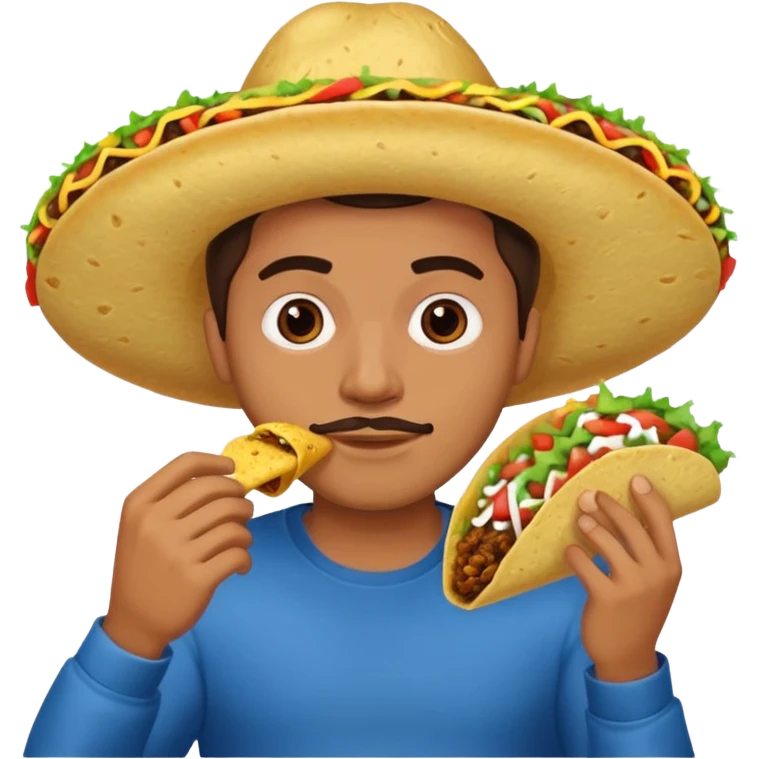 Man with no nose eating taco emoji