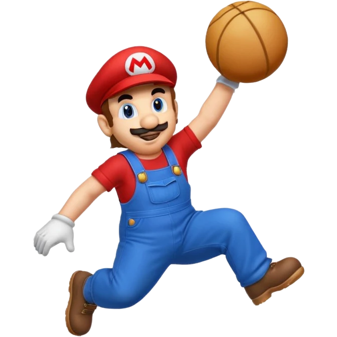Mario in mid-air about to dunk, emoji style emoji