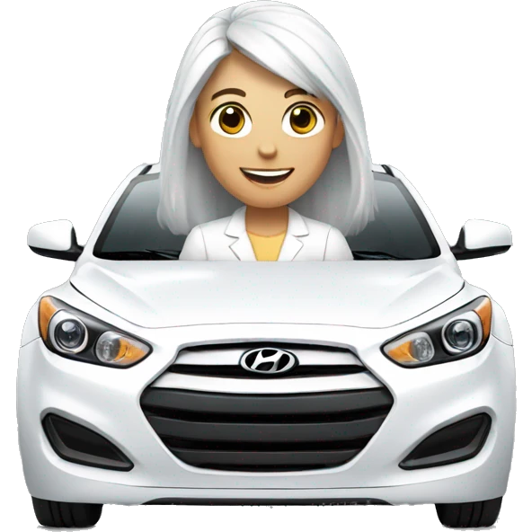 White mail whit highlights hair driving a Hyundai white car  emoji