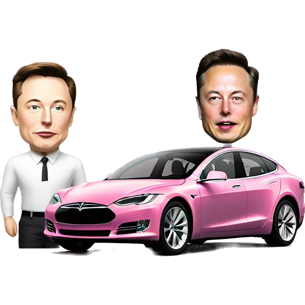 Elon musk next to a pink Tesla emoji
