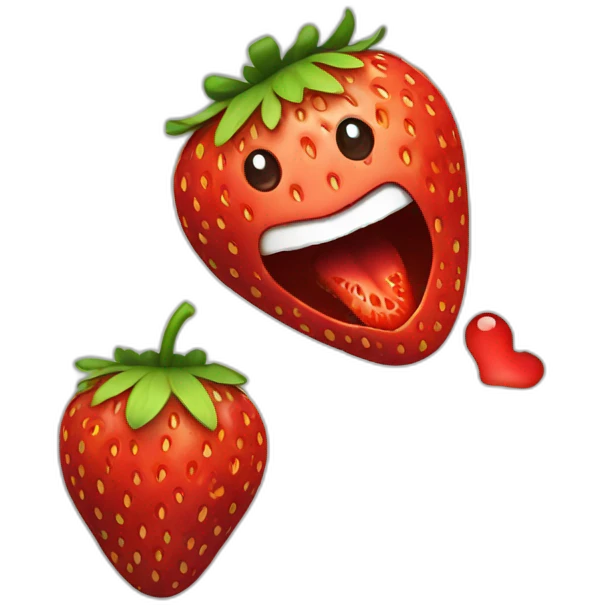 strawberry eating emoji