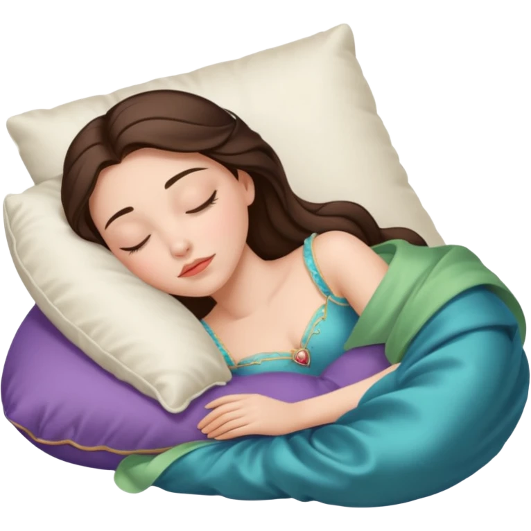 sleeping beauty brunette white girl with a silk pillow emoji