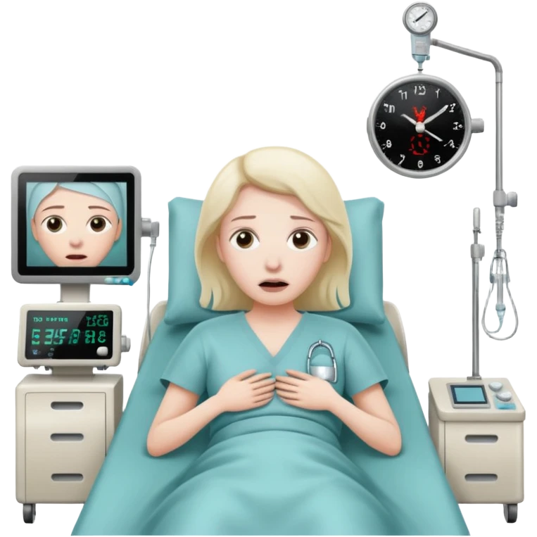 a patient waking up before a surgery, with monitors etc emoji