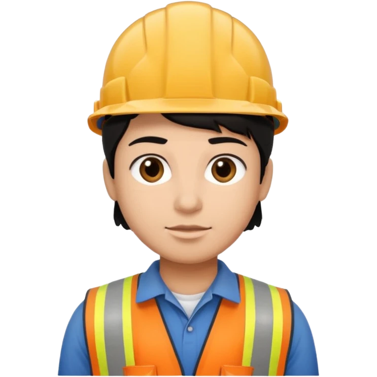 Construction worker with light brown skin black hair and dark brown eyes emoji