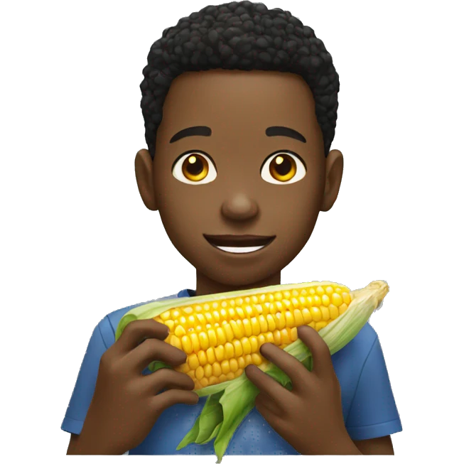 black kid eat corn emoji