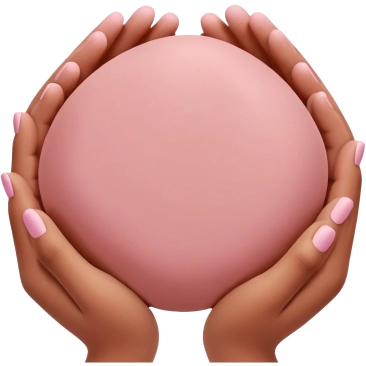 multiple hands working together to form a simple pink clay blob shape, collaborative pottery beginners emoji