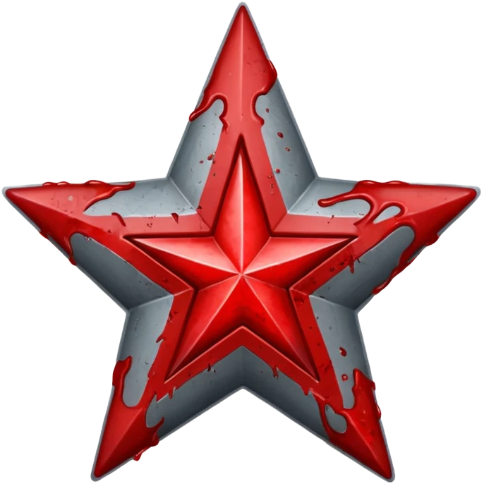 Grey star with red star and blood on inside emoji