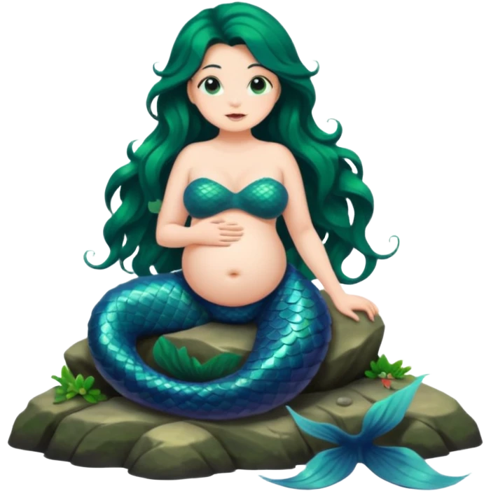 very heavily pregnant overdue mermaid emoji