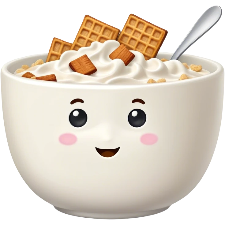 Yogurt with cinnamon toast crunch cereal emoji