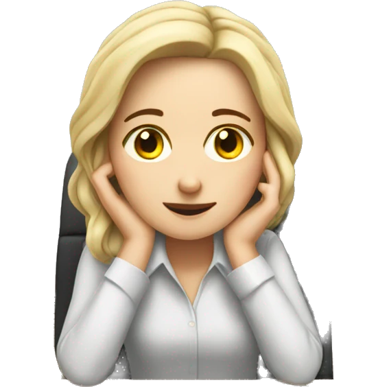 Tired white girl at desk  emoji