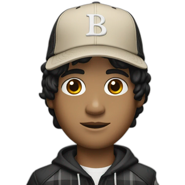 guy with white skin burberry cap and black mid-length hair emoji