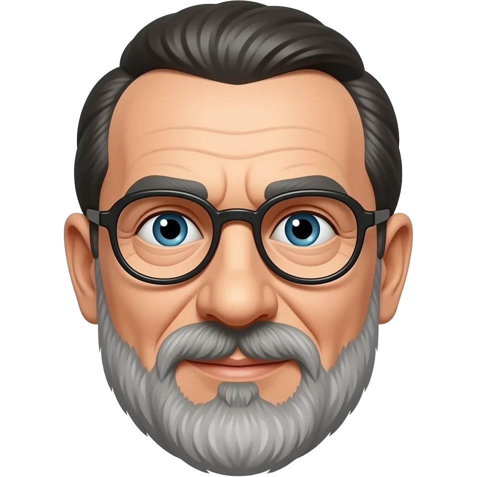Groucho Marx but with medium length gray beard, glasses, no shoulders, head only, 45 years old emoji