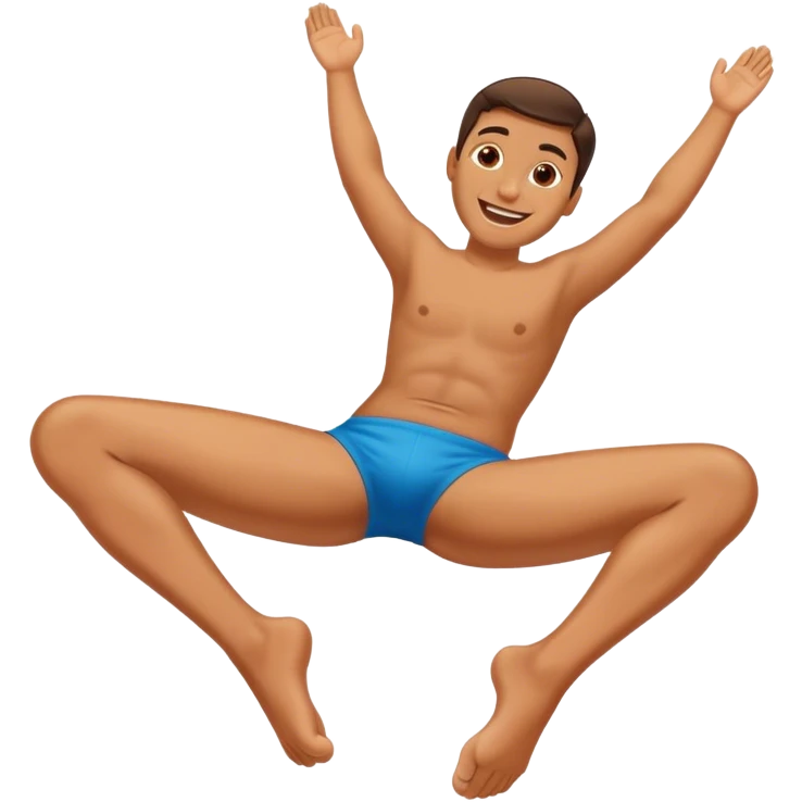 laying down with feet raised in the back and happy face emoji