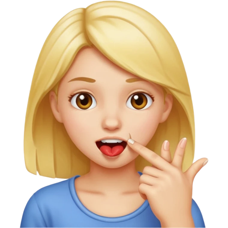 Chica mordiendose él dedo emoji
