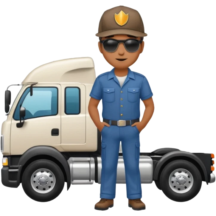 Kamyon şoförü Yarı Kamyon Karikatür çizimi kamyon yan dursun şoför de dışarda yanında olsun emoji
