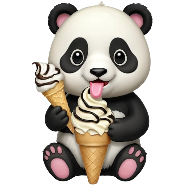 Panda eating ice cream emoji
