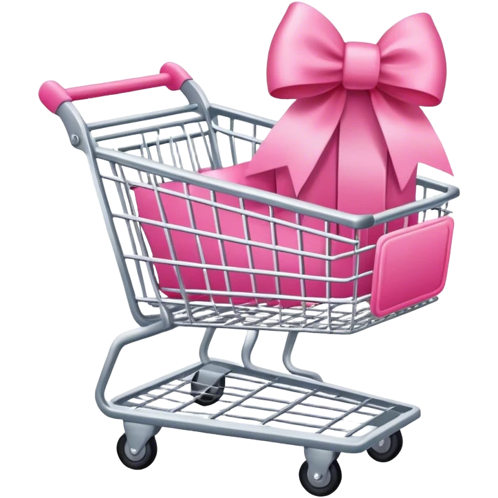 Shopping cart with pink bow  emoji