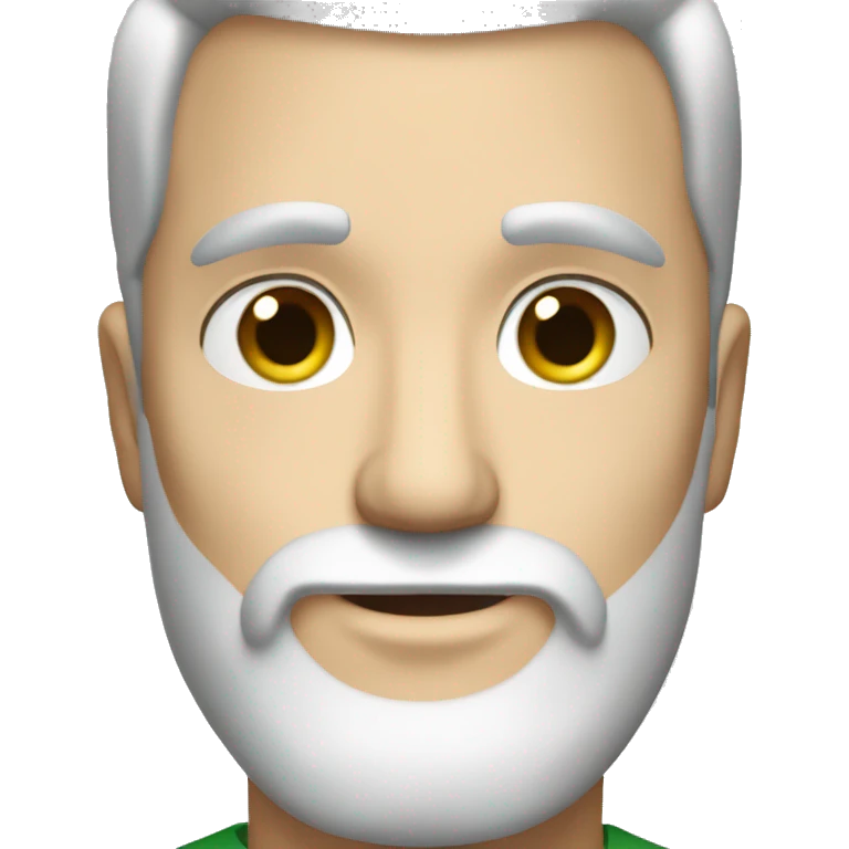 White guy green eyes brown beard grey hair at the temples emoji