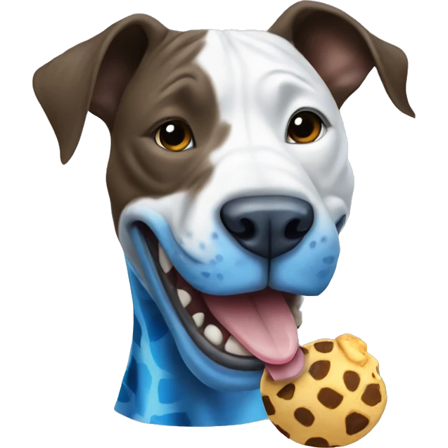 pitbull biting a blue giraffe emoji
