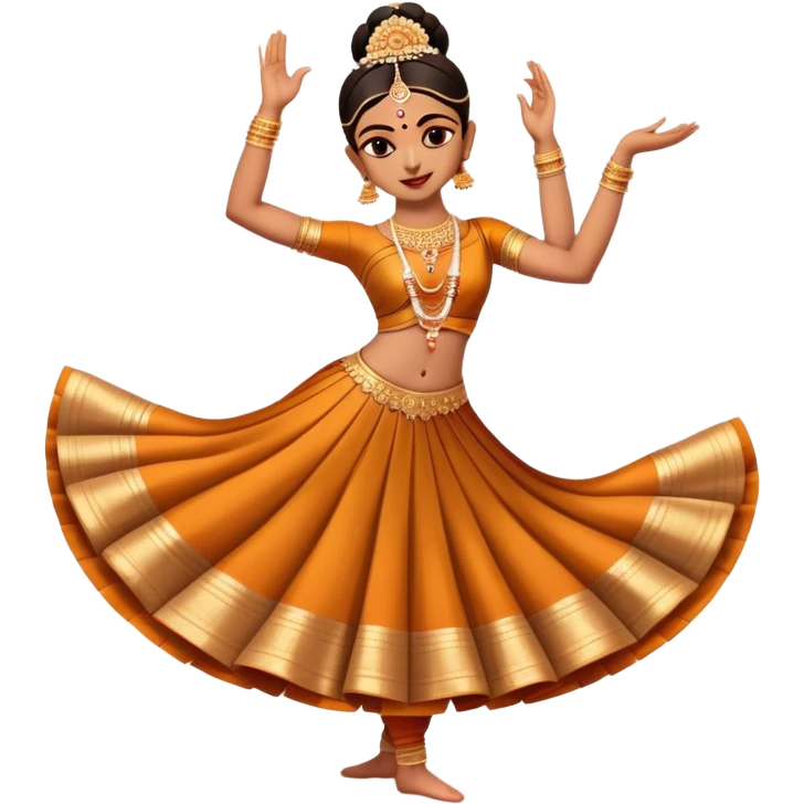 cinematic-realistic-bharatanatyam-dance-emoji,-depicted-as-an-elegant-classical-indian-dance-performance-with-graceful-poses,-intricate-costumes,-and-expressive-hand-gestures,-rendered-with-rich-textures-and-warm-dramatic-lighting, single dancer emoji