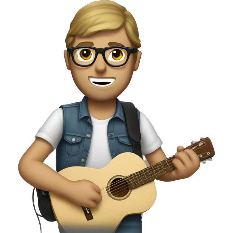 white man wearing bandanna and glasses playing guitar emoji