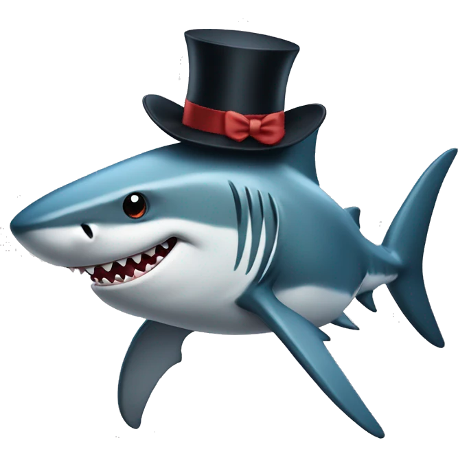 Shark with a top hat emoji
