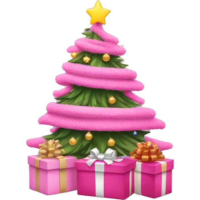 pink christmas tree with presents  emoji