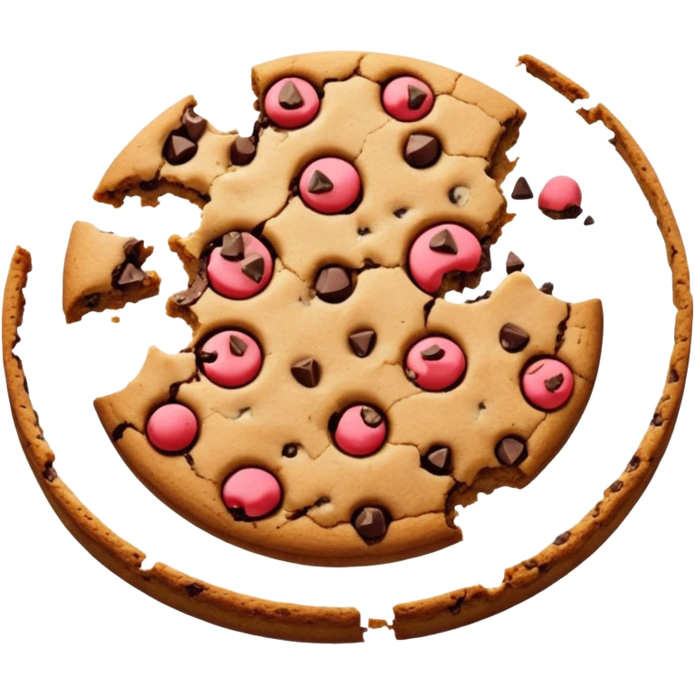 Make a broken chocolate chip cookie with no face.🍪 emoji