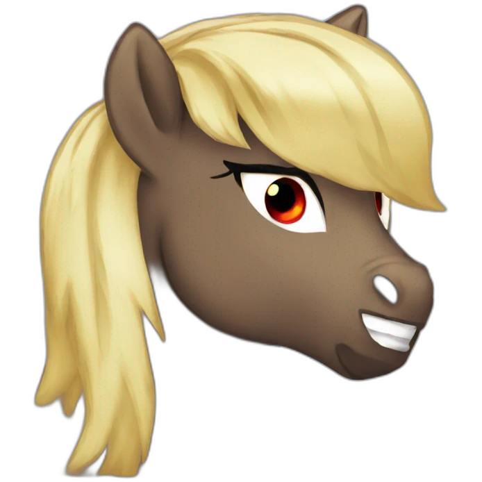 Angry dark poney red eyes blond emoji