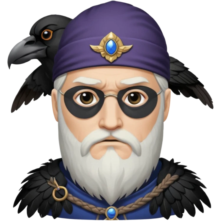 norse god odin with one eyepatch on his left eye and raven on his shoulder emoji