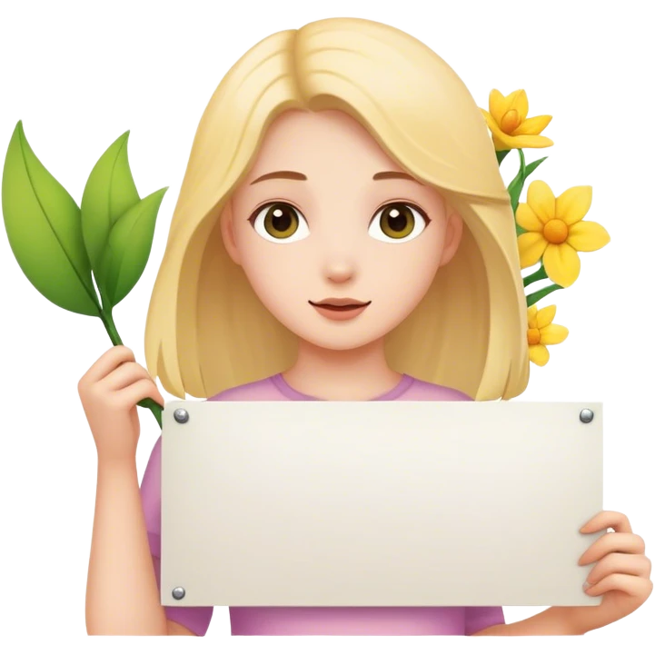 A girl with a banner holding  that says spring 20** emoji